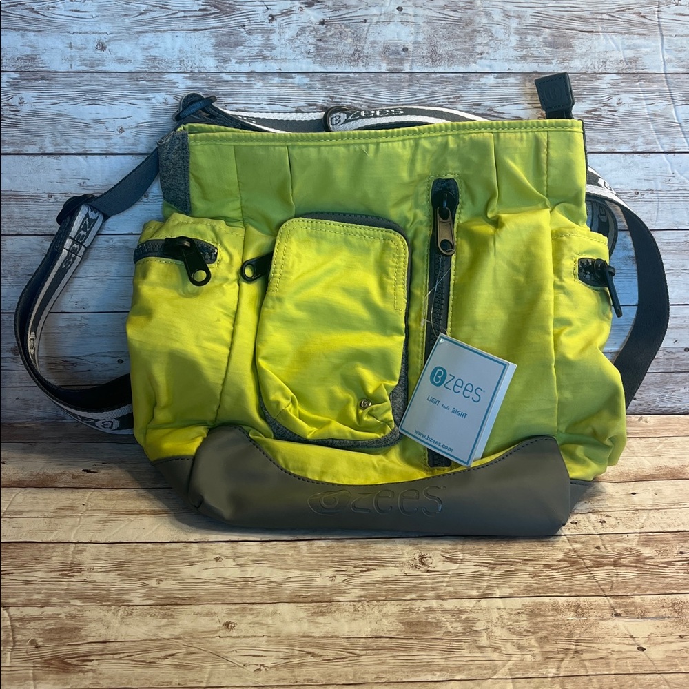 Bzees Electric Lime Yellow and Gray Bag